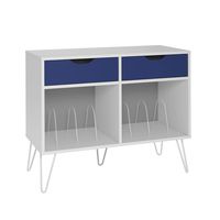 Novogratz Concord Turntable Stand, White/Blue