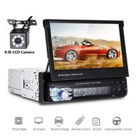 Car Stereo Single din Car Radio 7" HD Player MP5 Touch Screen Digital Display Bluetooth Multimedia USB 1din Autoradio GPS Navigation Radio Player with 8 IR Car Backup Camera + Wireless Remote Control