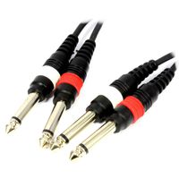 kenable Pulse 2 x 6.35mm 1/4 inch Male Mono Jack Plugs to Jacks Shielded Cable 30cm (~1 Foot)