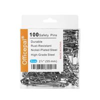 Officepal 100 PCS Large 2.2" 55mm Size 4 Safety Pins, - Heavy Duty, High-Grade Steel, Rust-Resistant Nickel Plated Steel Set- Best Sewing Accessories Kit for Baby Clothing (High-Grade Steel)