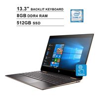 HP Spectre x360 Newest 13.3 Inch FHD 1080P Touchscreen 2-in-1 Laptop - Intel 4-Core i7-8565U 4.60 GHz, Intel UHD 620, 8GB DDR4 RAM, 512GB SSD, WiFi, HDMI, Backlit KB, B&O Quad Speakers, Win10, Silver