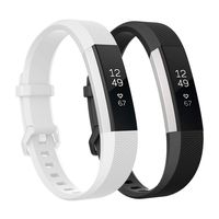 Fundro Replacement Bands Compatible with Fitbit Alta Bands and Alta HR Band, Newest Sport Strap Wristband with Secure Buckle for Women Men Boys Girls, 2- Pack (Large, A Black+White)