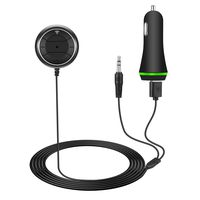 Bluetooth Car Kit for Hands-Free Talking & Music Streaming, Wireless Audio Receiver with Dual Port USB Car Charger and 3.5mm AUX Input Port