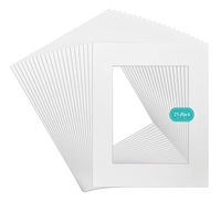 Golden State Art, Pack of 25, Acid-Free White Pre-Cut 16x20 Picture Mat for 11x14 Photo with White Core Bevel Cut Frame Mattes