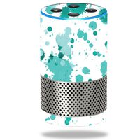 MightySkins Skin Compatible with Amazon Echo (2ND Gen) - Teal Splatter | Protective, Durable, and Unique Vinyl Decal Wrap Cover | Easy to Apply, Remove, and Change Styles | Made in The USA
