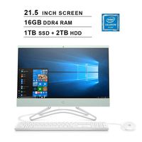 2019 HP Pavilion All-in-One 21.5 Inch FHD 1080P Desktop (Intel Celeron G4900T 2.9GHz, 16GB DDR4 RAM, 1TB SSD (Boot) + 2TB HDD, Intel UHD Graphics 610, WiFi, Bluetooth, HDMI, Windows 10) (Mint)