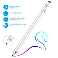 Active Stylus Pen, Ciscle 2 in 1 Digital Pencil with 1.5 mm High-Precision Copper Tip and Mesh Tip, Fine Point Stylus Compatible for iPad, iPhone, Android Tablet and Other Touch Screen Devices (White)