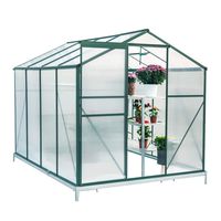 Erommy Walk-in Greenhouse Large Gardening Plant Hot House with Adjustable Roof Vent and Rain Gutters,UV Protection Planting House,8'(L) x 6'(W) x 6.6'(H)