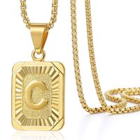 Trendsmax Initial Letter Pendant Necklace Mens Womens Capital Letter Yellow Gold Plated C Stainless Steel Box Chain 22inch