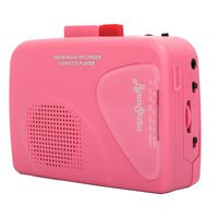 Byron Statics Walkman Cassette Player Portable Cassette Players Recorders Am FM Radio Lightweight Built-in Speaker USB Power Supply or 2 AA Batteries Automatic Stop System Protect Cassette Tape, Pink