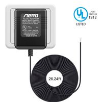 Aerb Doorbell transformer, 24V Transformer Power Adapter for Nest Hello Nest Skybell Ring Doorbeell Video 1, 2, Pro, Nest Ecobee Honeywell Sensi Thermostats, C-WIRE Supproted, 26,24ft Cable, Black