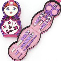 Ecurson 6 Pcs Set Russian Doll Nail Care Clipper Manicure Pedicure Nail File Eyebrow Clip Ear Spoon Set (Purple)