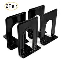 Metal Bookends, Economy Nonskid Heavy Duty Bookends for Shelves Office Black 6.69 x 4.9 x 4.3in, 2 Pair/4 Piece