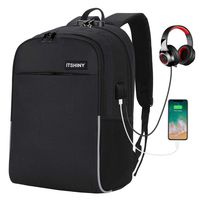 Slim Laptop Backpack, Business Travel Backpack with USB Charging Port Fits for 15.6 inch Laptop & Notebook (Black w/Lock)