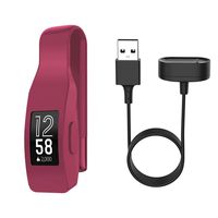 EEweca Clip Holder for Fitbit Inspire or Inspire HR with 3.3 ft Charging Cable, Sangria