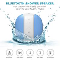 Voads® - Bluetooth Shower Radio - Waterproof Wireless Speaker - Compatible with Iphone, Samsung & Other Android Tablets & Phones - Portable & Water Resistant - Indoor & Outdoor Speaker - Built-in Mic - Easy Control - Blue & White - 1 Year Warranty