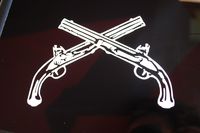 Military Police Sticker Vinyl Decal Choose Color & Size!! MP Crossed Pistols Army Insignia Military Car Window Laptop Tumbler NRA (V305) (5" X 3.5", White)