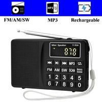 FM/AM/SW 3 Band Pocket Radio, HePesTer H-R916 Portable Radio with Headset Output/AUX Input/MP3/External Speaker/32GB TF Card/32GB USB, Powered by Lithium Battery (Black)