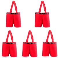 WSERE 5 Pieces Xmas Bags Candy Treat Bags Christmas Gift Bags with Handle Decorations, Goody Cookie Sweet Snack Storage Pouch, Large Size