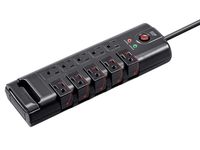 Monoprice 10 Outlet Rotating Surge Protector Power Block/Strip - Black - 8ft Heavy Duty Cord | UL Rated, 2,880 Joules with Grounded and Protected Light Indicator