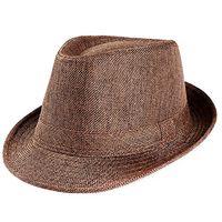 QIUUE 2020 Unisex Top Gangster Cap Beach Sun Straw Hat Band Sunhat Outdoor Cap (Coffee)