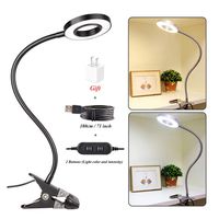 CLOOOUDS 7W Desk Lamp, Eyelash Extension Light, LED Clip On Lamp, USB Eye-Care Book Light, Bed Lamp, Tattoo,Nail Art,Makeup Lash lamp, Warm Light and White Light, Adapter Included