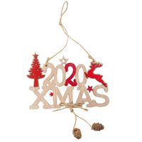 BBFairy  2020 Letters Hemp Rope Wooden Pendant - Christmas Exquisite Premium Wooden Pendant Hanging Decoration (B)