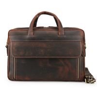 Men's Vintage Leather Messenger Satchel Casual Case Slim Multi-purpose School Travel Business 17 Inch Laptop Computer Large Briefcase Shoulder Crossbody Bag Tote Handbag Brown