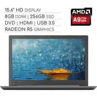 Lenovo IdeaPad 2019 Premium 15.6 HD Non-Touch Laptop Computer, 2-Core AMD A9 3.1 GHz, 8GB DDR4 RAM, 256GB SSD, DVD-RW, Wi-Fi|Bluetooth|Webcam|HDMI|VGA, Windows 10 in S Mode
