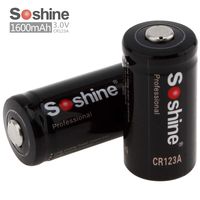 Soshine 2 Pack CR123A Lithium 3V 1600mAh Batteries, Lithium Photo Batteries for Arlo Cameras, Flashlight, Headlamps, Security System