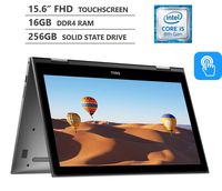 Dell Inspiron 15 5000 Series 2-in-1 15.6" Full HD IPS Touchscreen Laptop, Intel Core i5-8250U Processor up to 3.40GHz, 16GB RAM, 256GB SSD, Backlit Keyboard, Wireless-AC, Bluetooth, Windows 10, Grey