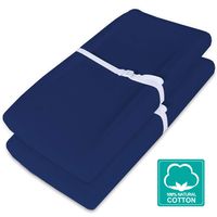 Waterproof Changing Pad Cover/Change Table Cover Sheets(Improved Style), 2 Pack Navy Blue Changing Pad Covers, Ultra Soft Natural Cotton