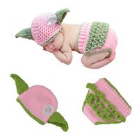 APRILALEX Newborn Infant Baby Photography Prop Crochet Knit Hat Diaper Costume Set Handmade Cap Outfits Clothes Hat(B)
