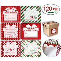 Cualfec 120 Pcs Jumbo 3 x 4 Inches Tag Stickers Self Adhesive 6 Designs Special for Xmas Gift Boxes and Bags