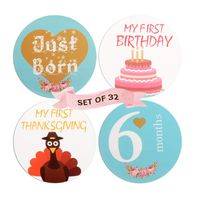 Baby Monthly Milestone Sticker,First Year Baby Memory Stickers For Boy Girl-12 Monthly Stickers + 20 Achievement Month in Motion Stickers & Holidays -Perfect Baby Shower Gift or Scrapbook Photo Memory