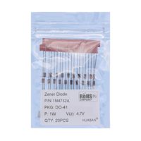 20PCS 1N4732A 1N4732 Silicon Planar Power Zener Diode 1W 4.7V DO-41 (DO-204AL) Axial Diodes 1 Watt 4.7 Volt