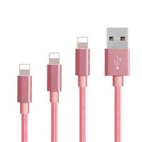 b936 Lightning Cable 3Pack [3FT 6FT 10FT] Extra Long Nylon Braided Fast Charging Charger for iPhone X, 8, 8, 7, 6s, 6 Plus, SE, iPad-Pink