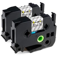 Greateam Compatible Brother 3/4" (18mm) TZe P-Touch Tape White on Clear, Equivalent to TZe-145 TZE145 TZE Laminated Tape for Brother PT-2730 PT-1830 PT2730 PT1830 Label Maker (18mm x 8m, 2 Pack)