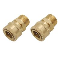 Twinkle Star Pressure Washer Brass Quick Coupler Fittings,3/8 Inch Quick Connect NPT to M22 Metric Fitting,Set of 2,TWIS259
