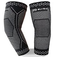 BLITZU Elbow Brace Compression Arm Sleeves UV Protection Elastic Support for Tendonitis Pain, Golfer's Elbow, Arthritis, Bursitis, Tennis, Basketball Lifting Sports Men Women (Black, M)