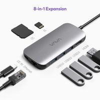 VAVA USB C Hub Adapter,8-in-1 USB Type C to USB 3.0 Adapter (Renewed)