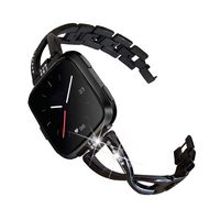 Mtozon Metal Bands Compatible with Fitbit Versa 2/Versa Lite/Versa for Women, Slim Bling Bracelet Rhinestones Breathable Wristbands, Black