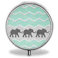 IMLONE Pill Organizer, Customized Elephant Pill Boxes with 3 Components and Mirror for Travelling and Daily Needs