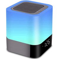 Night Light Bluetooth Speaker, LED Dimmable Bedside Touch Sensor Lamp, Wireless Speaker with Color Changing Light and Alarm Clock, MP3 Player, USB, AUX, Best Gift for Kids, Party, Bedroom