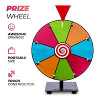 REDLEK Spinning Prize Wheel Small 12", Spinning Tabletop 8 Slots Roulette Wheel with Dry Erase Markers and Eraser | Mini with Sturdy Stand and Bearing | for Kids Carnival Classroom and Trade Show