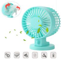 elecfan Mini Desk Fan, USB Cooling Fan with Double Leaf, Prevent Heat Stroke, Small Personal Fan with 2 Adjustable Speeds, Portable Mute Fan for Bed Dorm Room Office Desktop - Blue