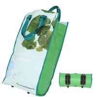 Trolley Bag with Two Rolling Wheels, Portable Shopping Grocery Foldable Cart, Reusable Lightweight Collapsible Bags for Women and Seniors Stairs Climbing (Green Leaf)