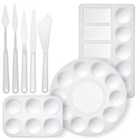 Glokers Paint Palette and Painting Knife Set - 3 Paint Trays and 5 Paint Knives - Suitable for All Kinds of Paint - Professional Art Supplies for Adults and Kids