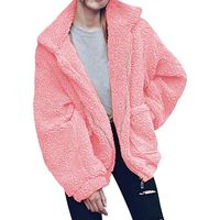YANG-YI Womens Coat Casual Lapel Fleece Fuzzy Faux Shearling Coat Winter Oversized Fluffy Jackets
