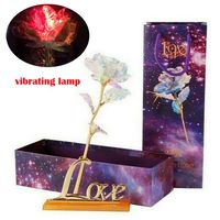 LiboboGalaxy Rose with Love Base Everlasting Crystal Mother's Day Gift The Best Choice (B：Vibrating lamp)